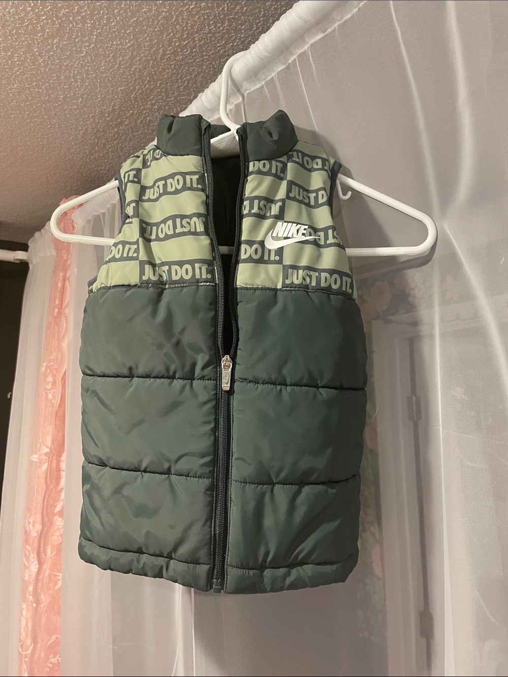 Nike Green & Olive 'Just Do It' Quilted Kids Vest